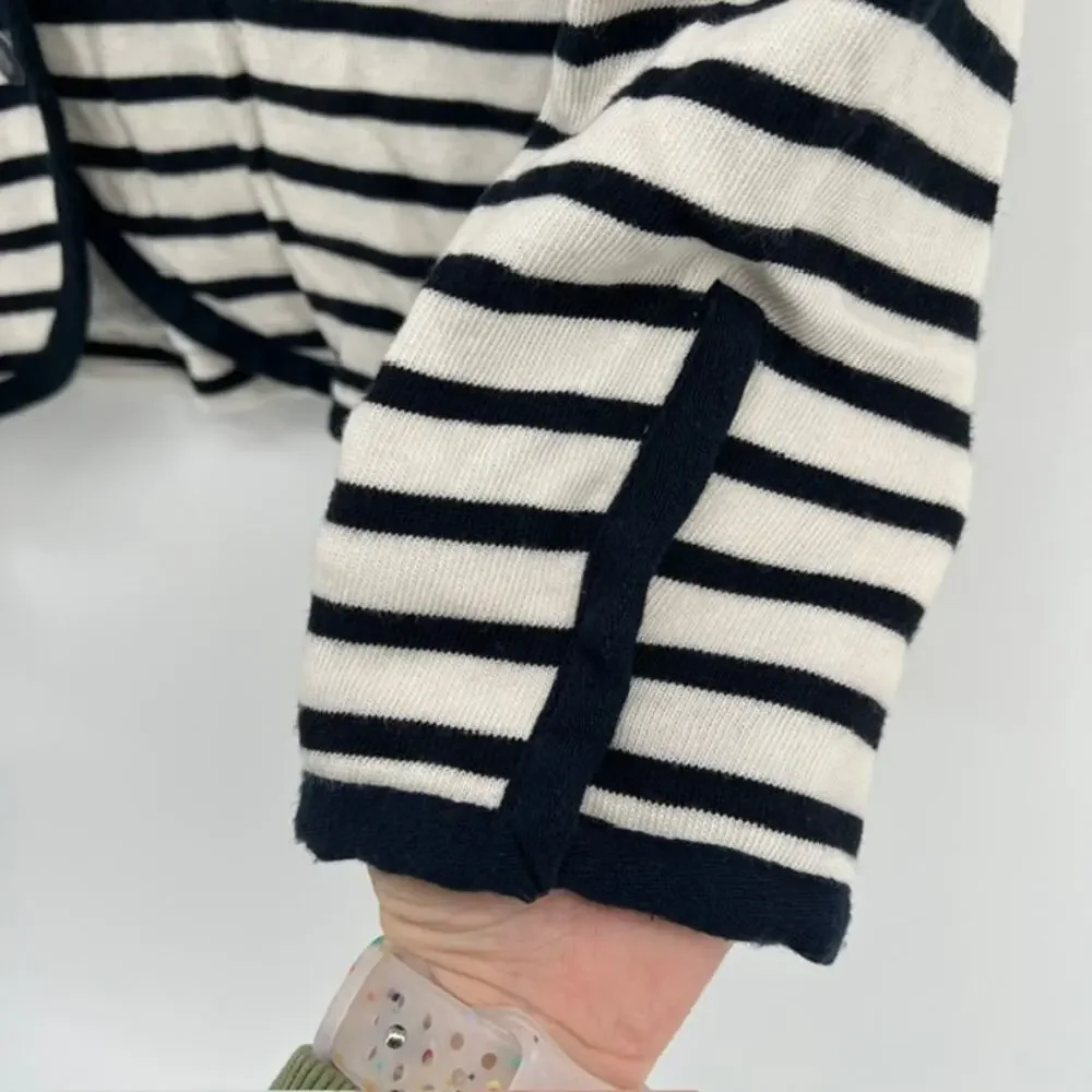 Saint James Depuis 1889 Nautical Striped Cotton Blazer Jacket Womens 8 BlueCream